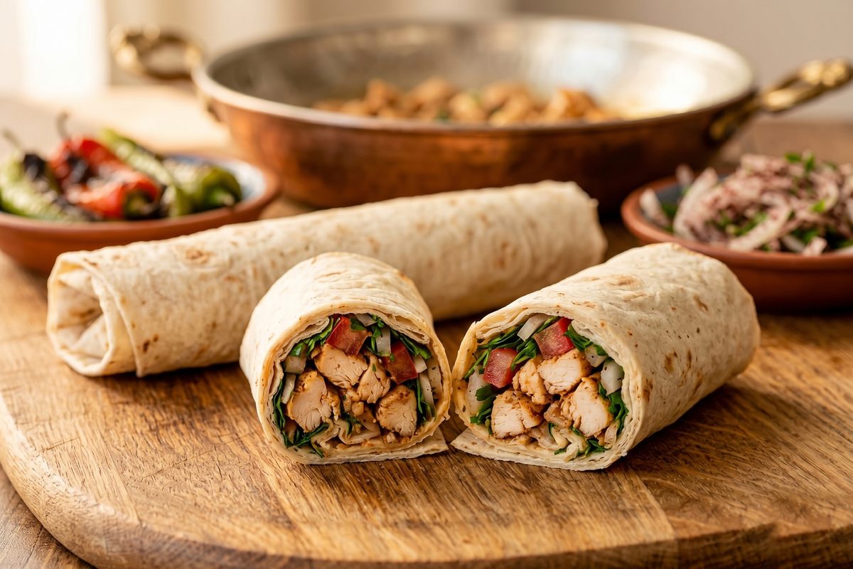 Tavuk Tantuni — Lavaş ekmek
